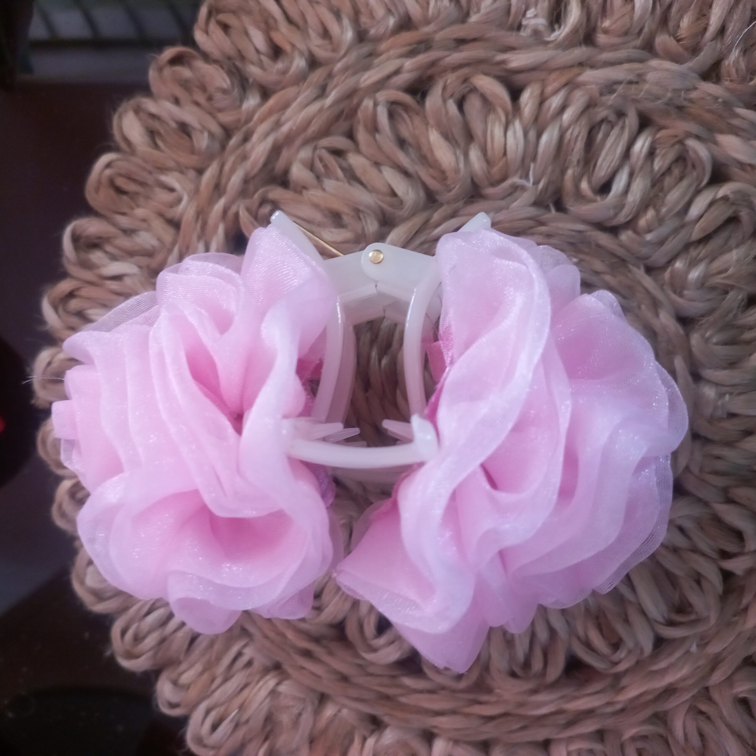 handcrafted organza rose hair clip & brooch handcrafted organza rose hair clip & brooch